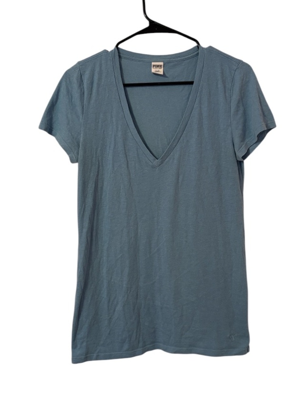 PINK Blue Logo V Neck Tee